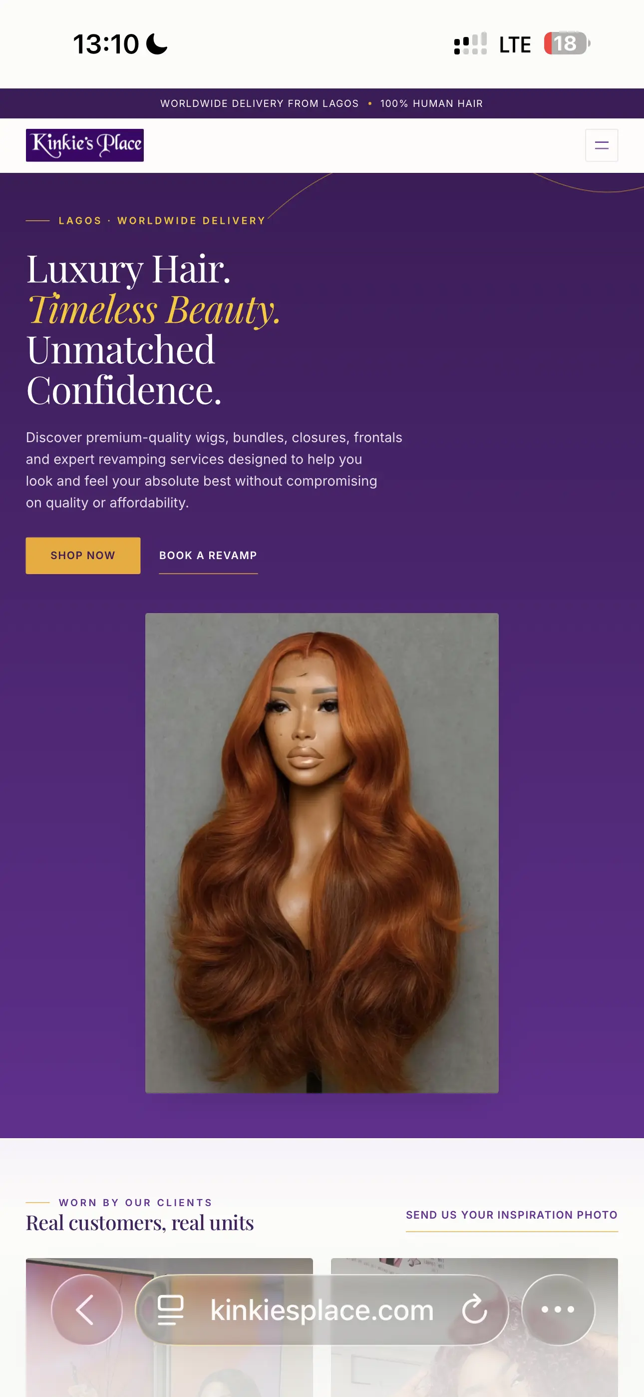 Kinkie's Place homepage hero section